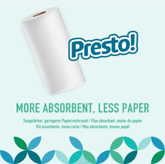 Marque Amazon - Presto! Essuie-tout TAD, Extra Absorbant, 32 Rouleaux (8 Paquets de 4), 51 Feuilles par Rouleau, Essore et Réutilise, Certifié FSC, Blanc - FlashesVente