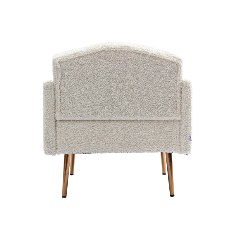 Fauteuil Moderne en Tissu Teddy Blanc - Élégant et Confortable