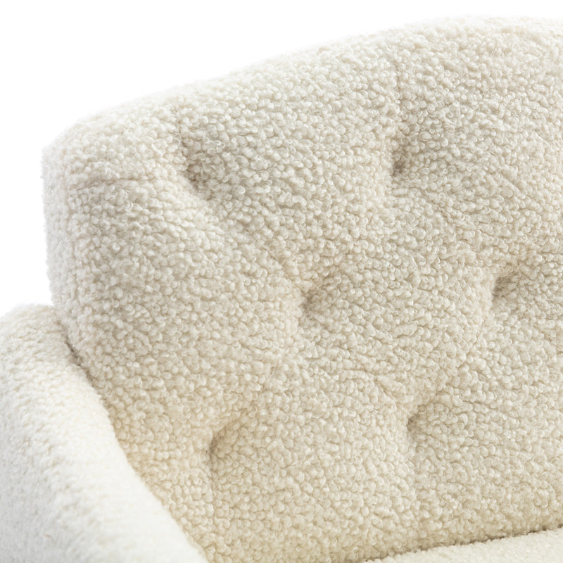 Fauteuil Moderne en Tissu Teddy Blanc - Élégant et Confortable