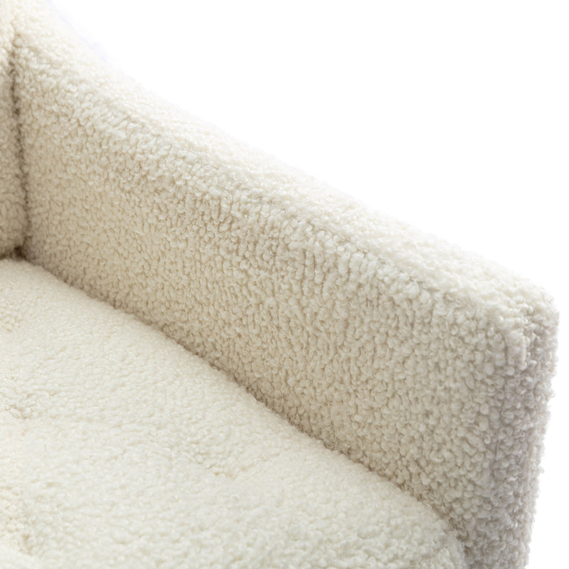 Fauteuil Moderne en Tissu Teddy Blanc - Élégant et Confortable