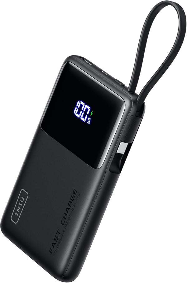 INIU Batterie Externe Charge Rapide, Petit Power Bank Haute Vitesse 10000 mAh 20W PD, Câble USB-C Intégré, USB C in&Out, pour iPhone iPhone 16 15 14 13 Samsung S23 S22 Google et Autres - FlashesVente