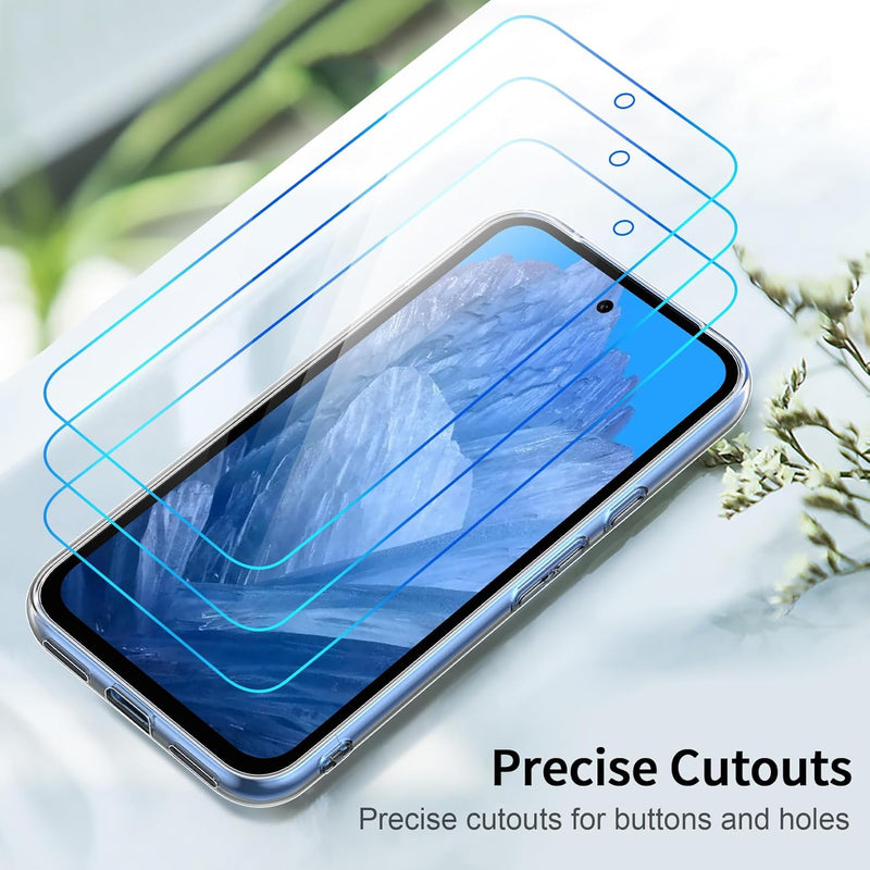 FLLAO Coque Compatible avec Google Pixel 8a Transparente avec 3 Verre trempé Protection écran, Souple Silicone Mince Étui Protection Bumper Housse TPU Téléphone Pixel 8a Cover - FlashesVente