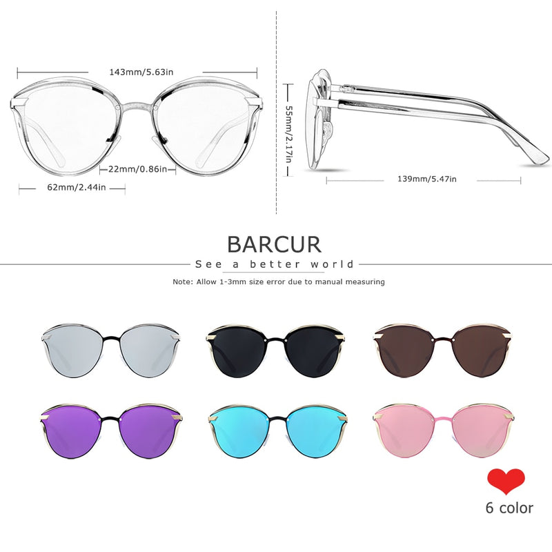 BARCUR Lunettes de Soleil Femmes - Polaires et Tendance