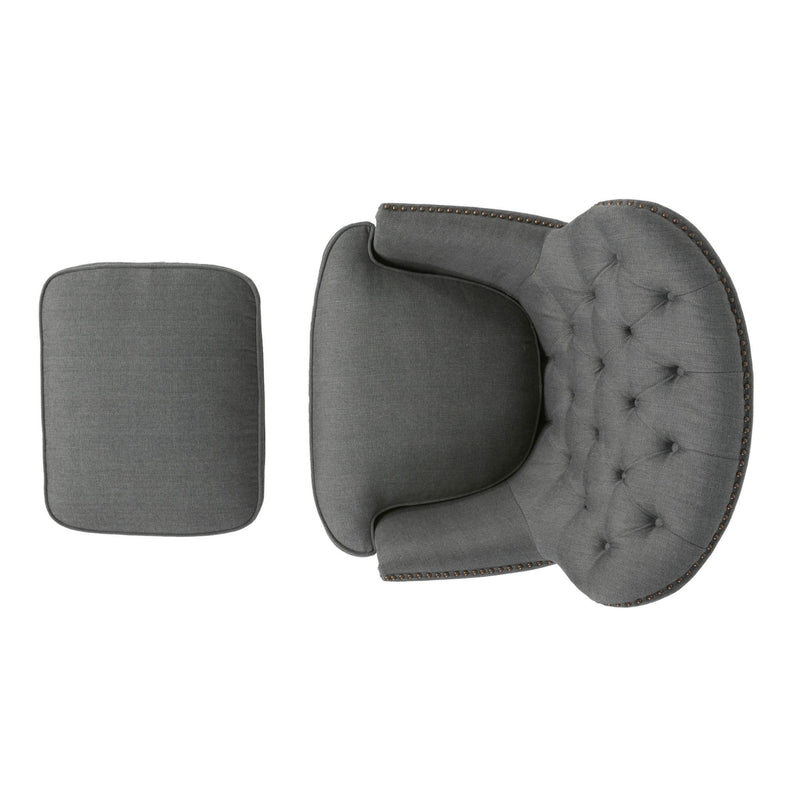 Fauteuil Club Gris Moderne & Ottoman