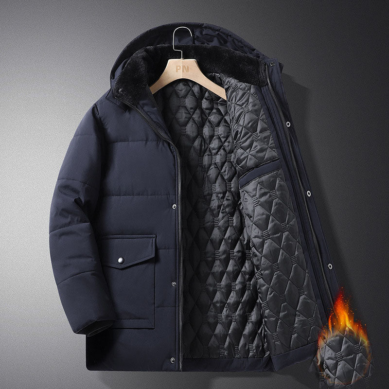 Manteau Homme Hiver - Chaud, Capuche Amovible, Grande Taille, Style Business