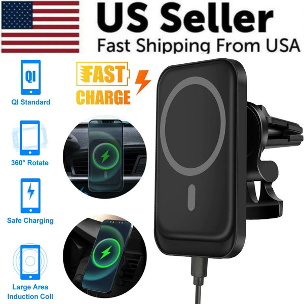 Magnetic Wireless Charger Car Mount Holder For iPhone 12 13 14 Pro Max MagSafe - FlashesVente