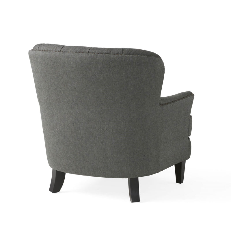 Fauteuil Club Gris Moderne & Ottoman