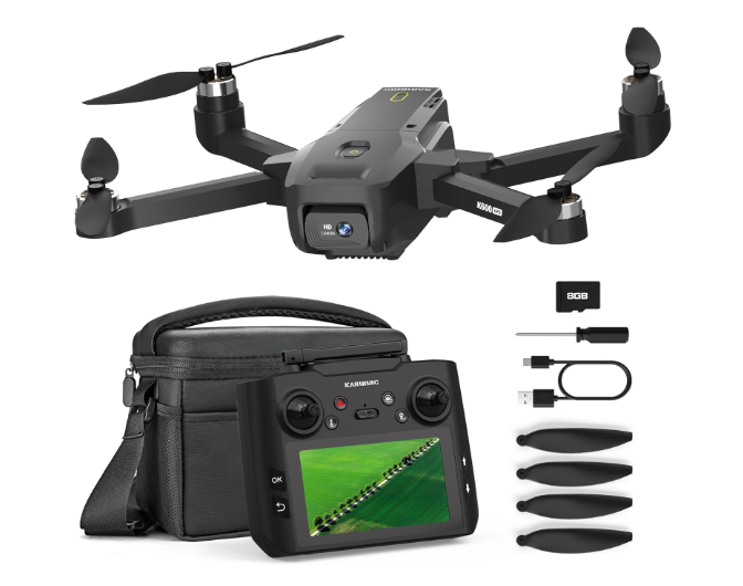 K600 GPS Drone avec Caméra 4K, télécommande avec UHD écran, Drone Pliable Résistant au Vent avec Carte SD, Drone avec Valise de Transport, vol Stationnaire Automatique Convient aux Adultes - FlashesVente