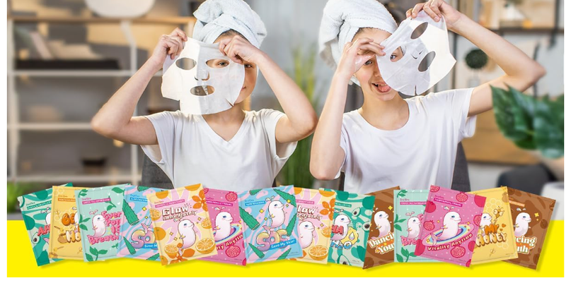 Masque Visage, Masque Hydratant Visage, Masque Visage Femme, ZealSea Naturel Soins pour le Visage, Beauté Kawaii Masque Tissu Visage pour Enfant Fille pour l'anniversaire & Pyjama Party, 7 Unité - FlashesVente