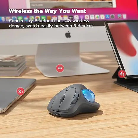 Wireless Trackball Ergonomic Mouse - FlashesVente