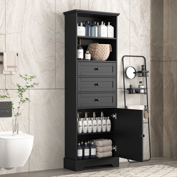 Maximisez votre rangement avec notre cabinet haut noir ! Trois tiroirs, étagères ajustables et un design élégant pour une organisation parfaite dans n'importe quelle pièce.