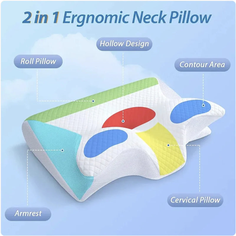 2-in-1 Memory Foam Cervical Pillow - FlashesVente