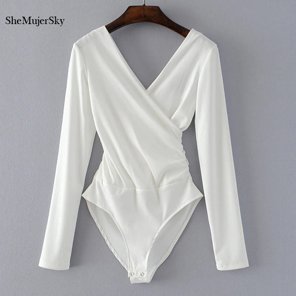 Découvrez le bodysuit à manches longues SheMujerSky, noir et blanc, avec un dos nu. Un look chic et moderne pour toutes les occasions. Disponible en plusieurs tailles !